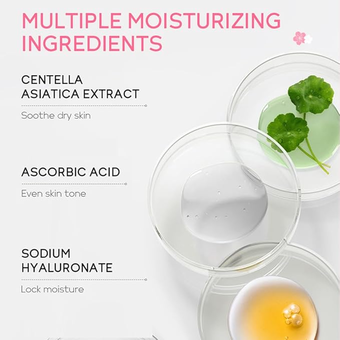 Skincare Gift Set Sakura Skin Care Travel Kit with Cleanser, Toner, Serum, Eye Cream, Face Cream for Women Girls (5pcs)