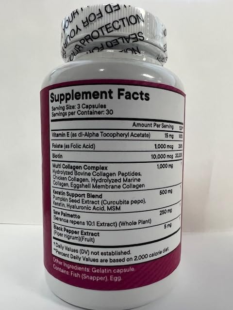 NEW AGE Collagen Pills Biotin Keratin Saw Palmetto Hyaluronic Acid - Vitamin E Folic Acid Pumpkin Seed MSM - 90 Count (Pack of 2)