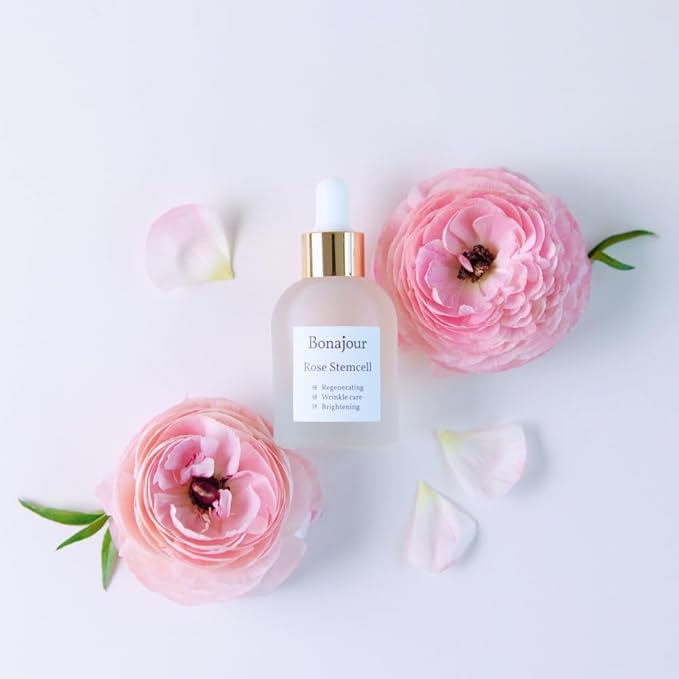 [BONAJOUR] Vegan beauty Rose Stem Cell Ampoule - Best Face Anti-Wrinkle & Aging, Brightening Care/Total Care Serum 1.0 Fl. Oz