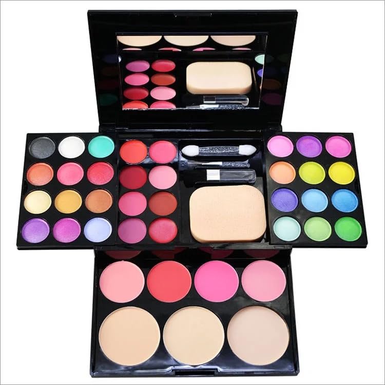 Ladies vegan girl makeup kits all in one box set cosmetic Eye shadow Palette matte gift makeup kit full blush makeup set (Multi Colored)
