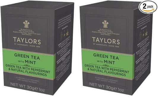 Taylors of Harrogate Green Tea with Mint, 20 Count (Pack of 2)