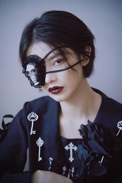 Halloween Punk Skull Eye Mask Dark Gothic Retro Skull Eye Patch Mask Lace Skeleton Single Eye Patch Prom Mask