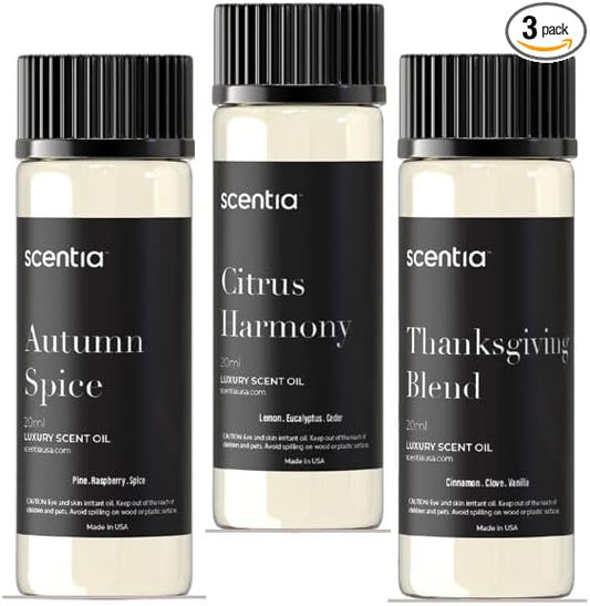 Seasonal Fragrance Oil Set – Warm Cinnamon, Lemon,Eucalyptus, Sage, Cedar & Pine Spice – 3x20ml Aromatherapy Essential Oils for Diffusers, Candle Making, Mothers Day Gift