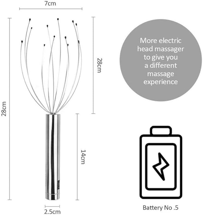 Healifty Head Massage Tingler Scalp Massager Scratcher Electric Gripper Claw Head Spa for Deep Relaxation Hair Stimulation for Women Men Without Battery Silver