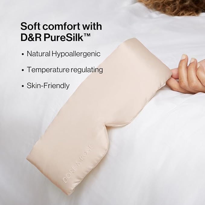 Dore & Rose Deep Sleep Mask Light Blocking, 23 Momme Mulberry Silk Eye Mask, Ultra Soft, Adjustable - Travel Sleeping Mask for Men & Women - Champagne