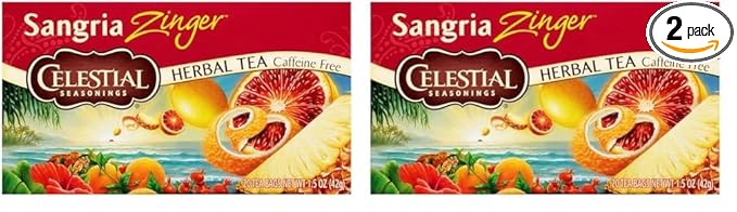 Celestial Herbal Tea Sangria Zinger Bags, 20 Count (Pack of 2)