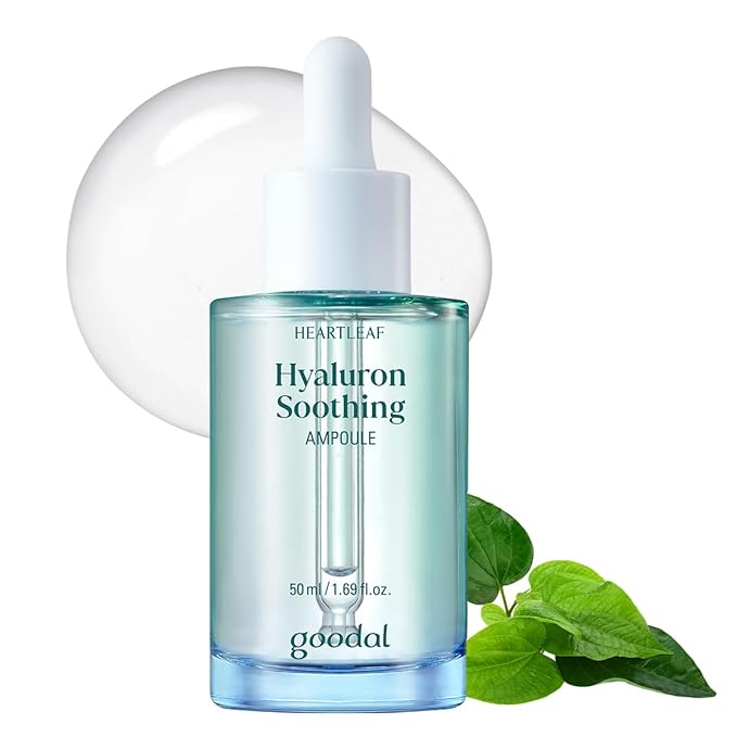 GOODAL Heartleaf Hyaluron Soothing Ampoule + Cream Bundle, Hydration Facial Serum for Glowy Skin, Lightweight Moisturizer, Korean Skincare, K Beauty