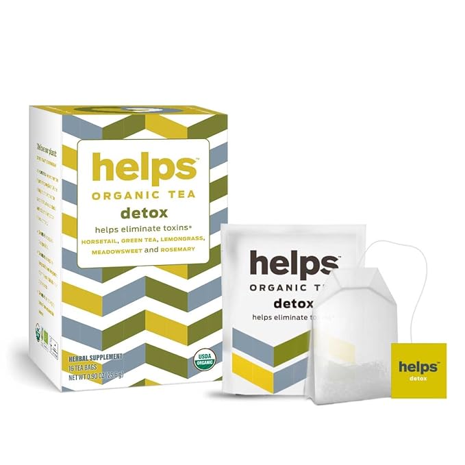 HELPS TEAS | Helps Detox Tea | Organic herbal blend of Horsetail, Green Tea, Herbal Lemon, Ulmaria and Rosemary that facilitate naturally our detox and depurative process | 16 Tea Bags - Pack of 3|