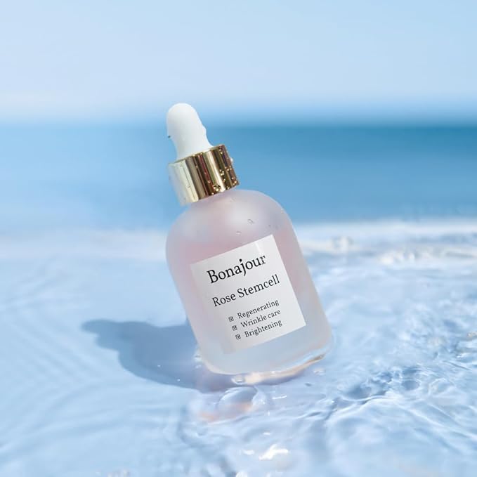 [BONAJOUR] Vegan beauty Rose Stem Cell Ampoule - Best Face Anti-Wrinkle & Aging, Brightening Care/Total Care Serum 1.0 Fl. Oz