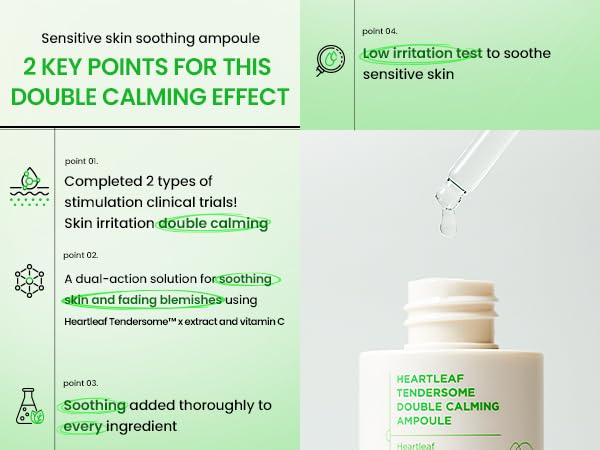 ILSO Heartleaf Tendersome Double Calming Ampoule, Ascorbic Acid, Niacinamide, Soothing serum