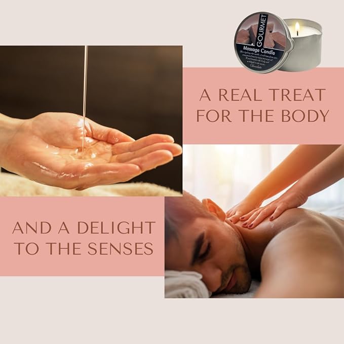 GOURMET COLLECTION Massage Candle Chocolate Scent - Moisturizing Body Oil for Pure Relaxation - Ideal for Massage Therapy, Luxurious Experience 6.76oz