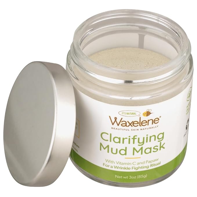 Waxelene Clarifying Mud Mask Dry Blend - Wrinkle Fighting Ritual Cleans Pores Hydrates Nourishes Skin Vitamin C Papaw Bentonite French Green Clay