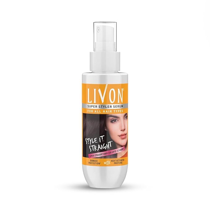 Livon Hair Serum for Men & Women | Frizz-free & shinier hair | Sulphate & Paraben free| For All Hair Types | Lightweight & Non Greasy | For Hair Straightening | 5X Less Hair Breakage | 3.3 Fl.oz.