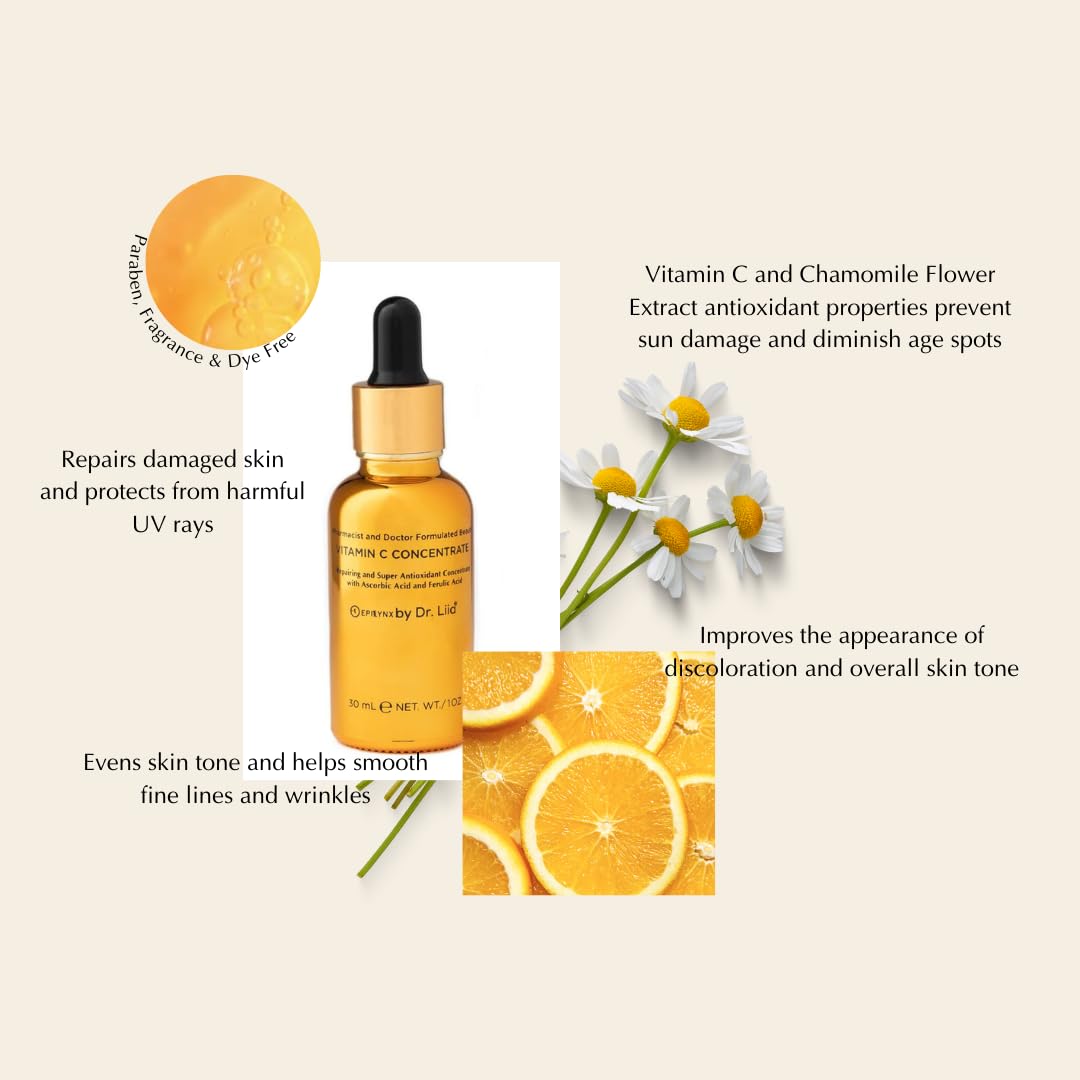 Vegan Antioxidant Rejuvenating Face Serum - Vitamin C- Repairs Damaged Skin Barrier - Gluten Free for Sensitive Skin EpiLynx by Dr. Liia