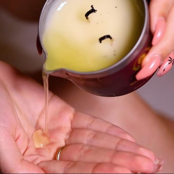 Sensual Massage Candle - Melts to Silky Oil, No Waxy Residue - Skin Moisturizing Body Massage Oil Candles (160 Grams or 6 oz.) - with Palmarosa, Ylang Ylang, Black Pepper by PURE EARTH essentials