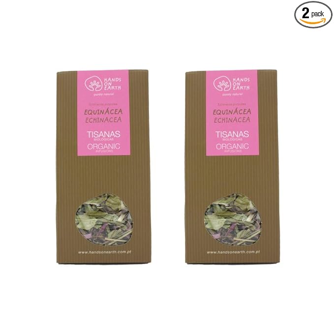 Hands on Earth Organic Echinacea Tea 2x25g (0.88oz) / Loose Leaves/Serves 48 Cups (Pack of 2)