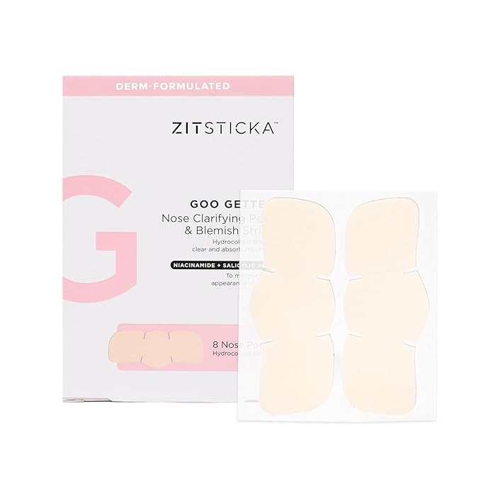 ZitSticka Hydrocolloid Surface Area Pimple Patches for Face - Clarifying Pore & Blemish for Large Zit T-Zone Coverage - Zit Sticker Absorbs Oil, Unclogs Pores, & Targets Clusters (NOSE PACK 8PC)