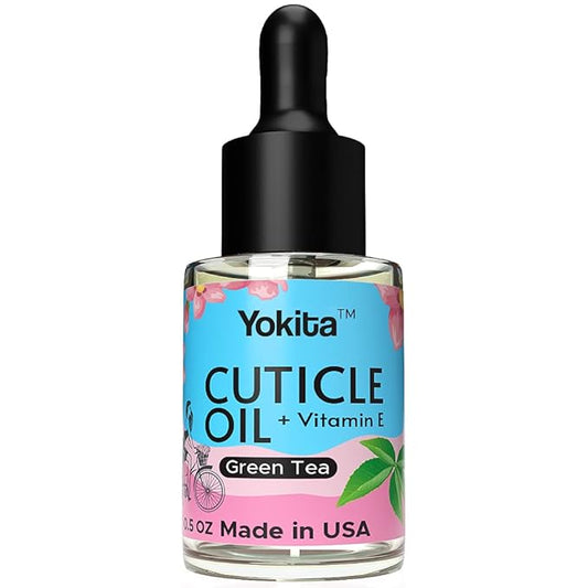 Premium Brush On Cuticle Oil Milk and Honey Natural Healing Infused, Soothes and Moisturizes Cuticles with Vitamin E 0.5 oz (Green Tea)