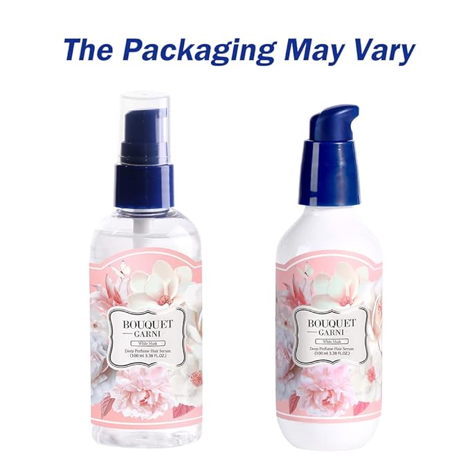 BOUQUET GARNI Deep Perfume Hair Serum White Musk Fragrance - Anti-Frizz Hair, Quick Absorption, Long-lasting (Containing Amino acids, Proteins, Hyaluronic Acids, Vegan Oils) - 3.4 oz