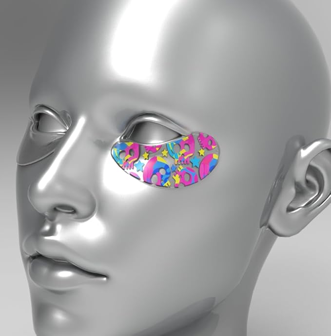 Black Wings 6 Pairs Silicone Eye Patches with Self-Adhesive Design - Cute Bear & Rabbit Inspired Eye Care Patches (stripe 6 pairs)