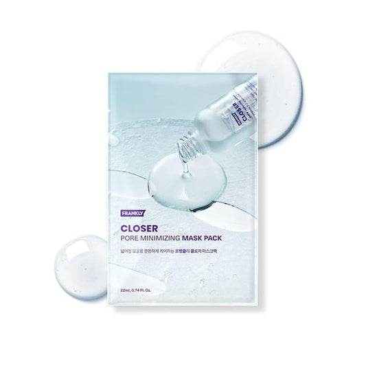 FRANKLY Closer Pore Minimizing Mask – Korean Semi-Gel Face Sheet Mask for Pore Care, Hydration & Firming | Korean Skin Care with Collagen, Triple Hyaluronic Acids & Peptides | 0.74 fl oz, 1pc