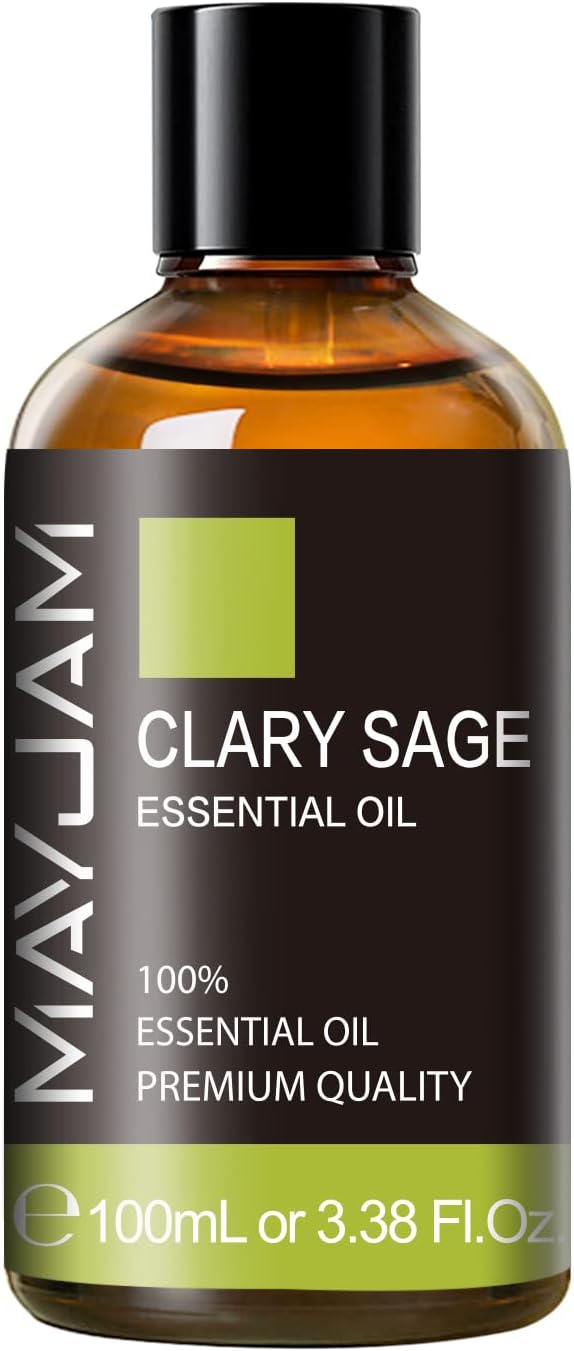 Clary Sage Essential Oil with Glass Dropper - MAYJAM Pure Clary Sage Oil Essential Oils for Diffusers for Home - Perfect for Aromatherapy and Relaxation - Huge 3.38fl.oz