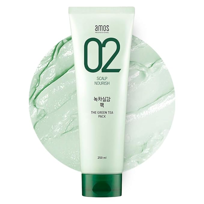 AMOS PROFESSIONAL The Green Tea Pack 8.45 oz (250ml) | Nourishing and Moisturizing Deep Conditioner for Hair Growth | Korean Hair Salon Brand