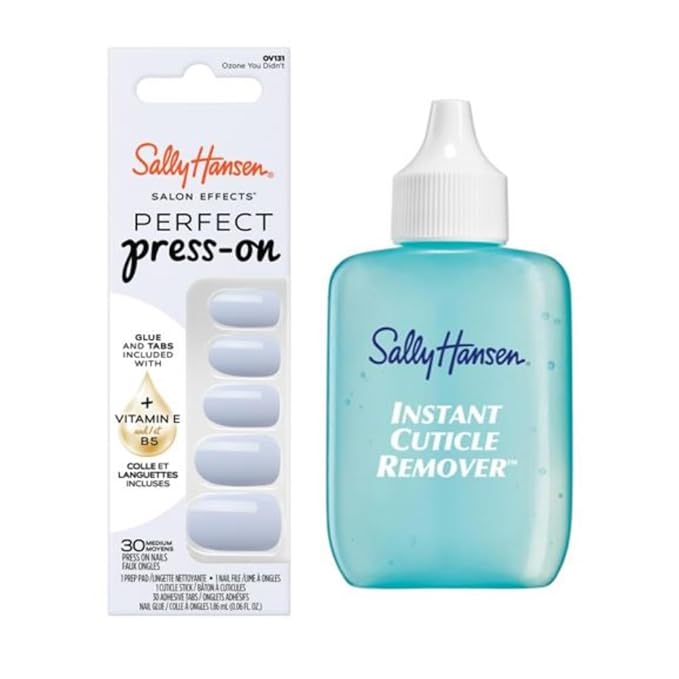 Sally Hansen Instant Cuticle Remover and Salon Effects Ozone You Didn't Press On Nails Kit, 30 Designs
