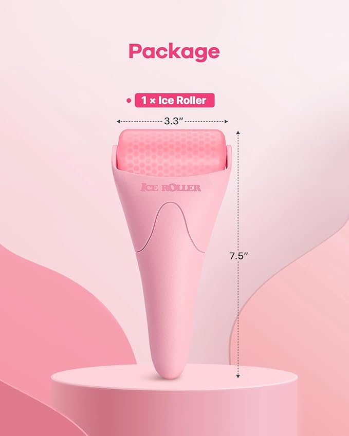 BearKig Ice Roller, Ice Roller for Face, Ice Face Roller, Cold Facial Ice Roller Massager for Eye Puffiness, Women's Gifts, Migraine, TMJ Pain Relief & Minor Injuries, Skin Care Products (Pink)
