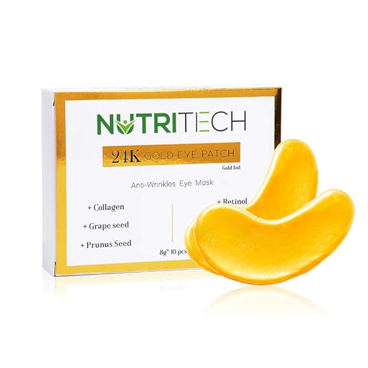 Under Eye Patches, 24K Gold Collagen Under Eye Mask Anti-Aging, Under Eye Treatment Mask for Puffy, Dark Circles, Wrinkles, 10 pairs