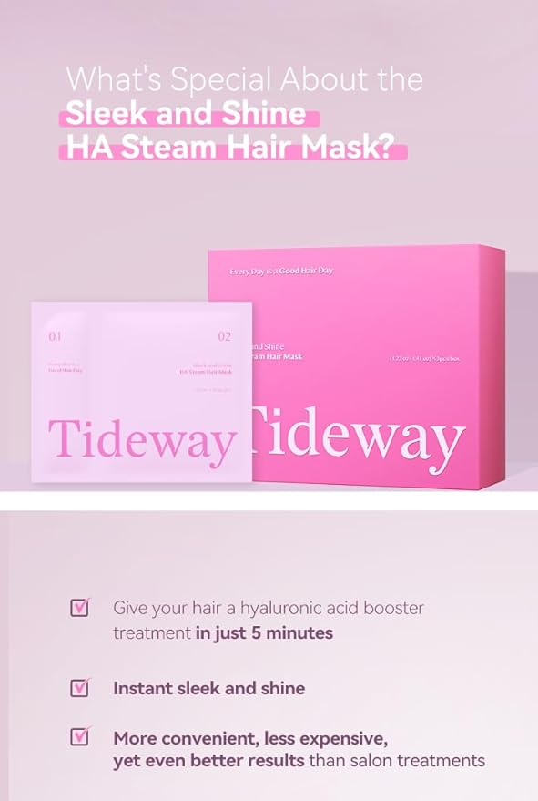 TIDEWAY Self-Heating Steam Hair Mask – Deep Repair for Damaged, Frizzy Hair | 5D Hyaluronic Acid + Triple Keratin | Fast Salon-Level Care in 5 Mins