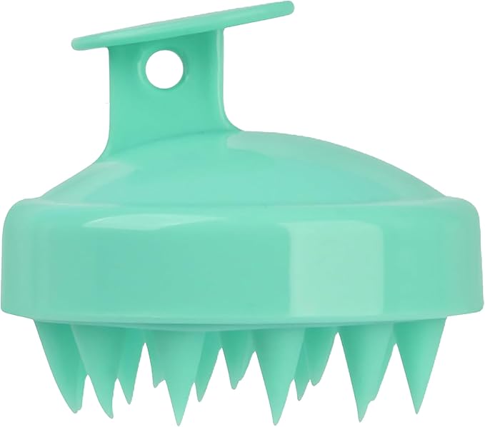 Scalp Massager Shampoo Brush with Gentle Silicone Bristles for Scalp Care, Gentle Silicone Scalp Massager Shampoo Brush for Dandruff Removal, Green