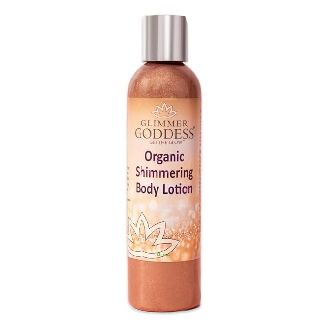 GLIMMER GODDESS Organic Body Shimmer Lotion - Super Level 3 Bronze Body Shimmer, 8 oz