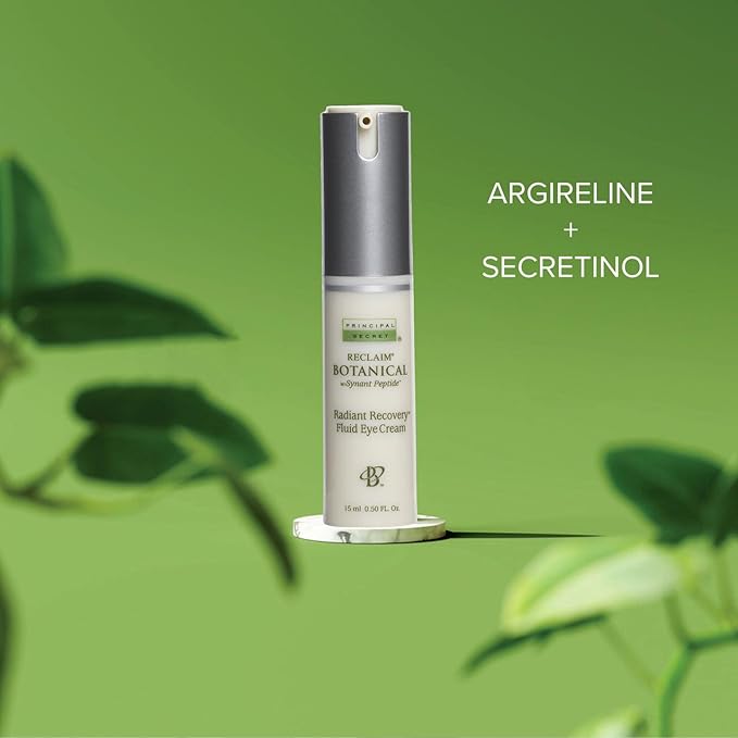 Principal Secret reclaim BOTANICAL Anti-Aging Radiant Recovery Fluid Eye Cream Plant Based Retinol, Argireline, Squalane, Peptides, Ceramides Hyaluronic Acid for Dark Circles & Wrinkles 0.5oz