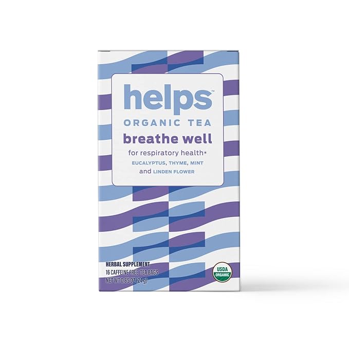HELPS TEAS | Helps Breathe Well Tea | Organic herbal blend of Eucalyptus, Thyme, Tila and Mint that clear your sinuses and strengthening your inmune system | 16 Tea Bags - Pack of 3 |