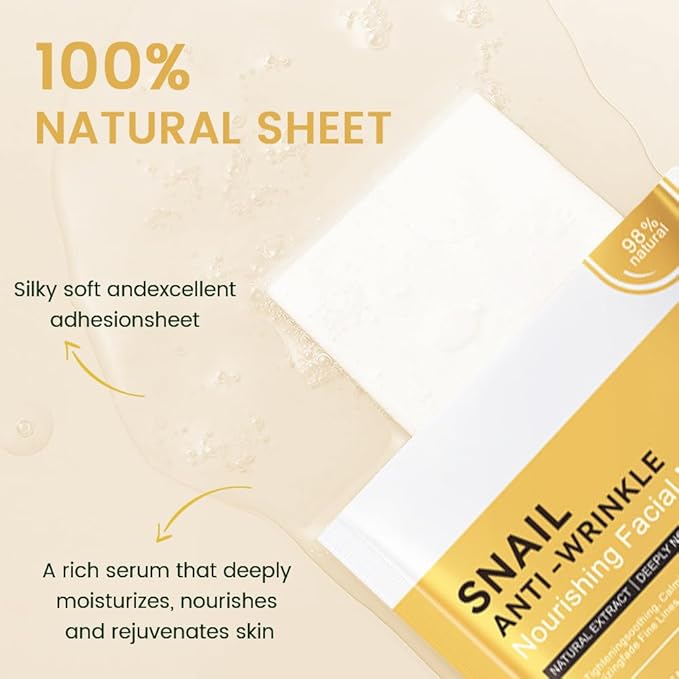 Snail Face Masks Skincare,Facial Mask Skin Care Korean,Nourish,Deep Moisturizing,Atural Skin Care Spa Face Mask,Hydrating Smoothing Face Masks for Women Men,for All Skin Types 6 Pack