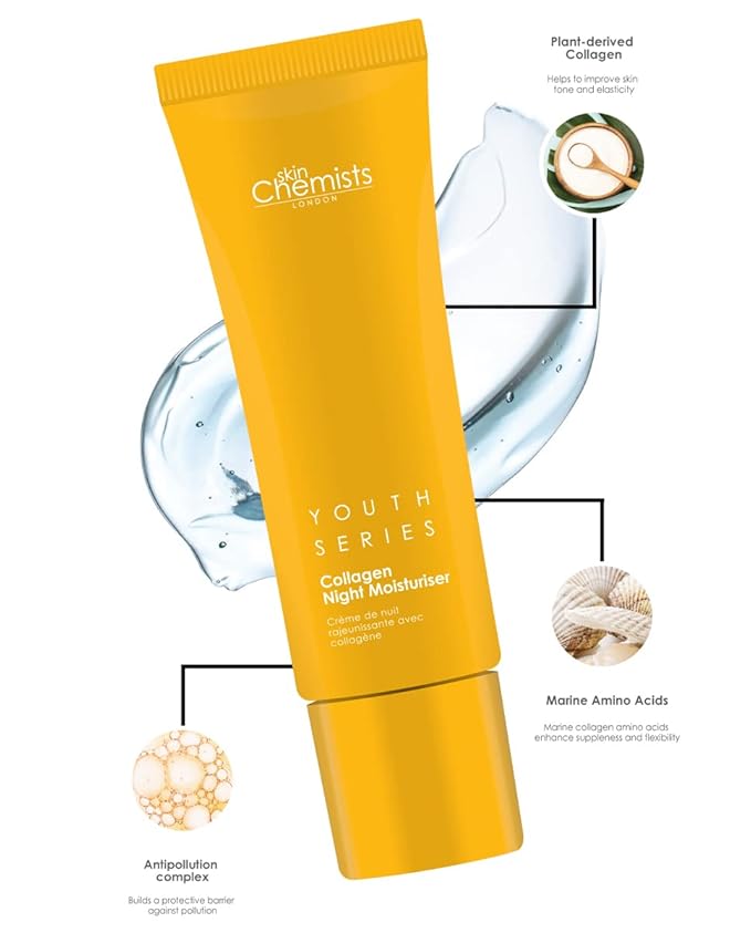 Skin Chemists Collagen Anti Aging Night Moisturiser | Anti Aging Skin Care Face Moisturiser Cream Enriched with Plant-Based Collagen, Marine Amino Acids & Coconut Oil - Daily Anti Aging Skin care 50ml