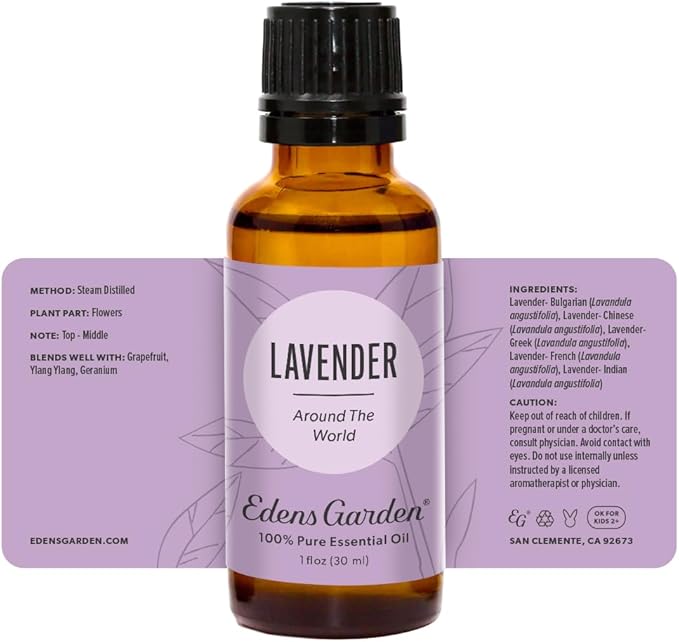 Edens Garden Lavender Around The World Essential Oil- 100% Pure Premium Grade, Undiluted, Natural, Therapeutic, Aromatherapy, The Best for Diffuser, Skin, Face, Candle 30 ml (1 fl oz)