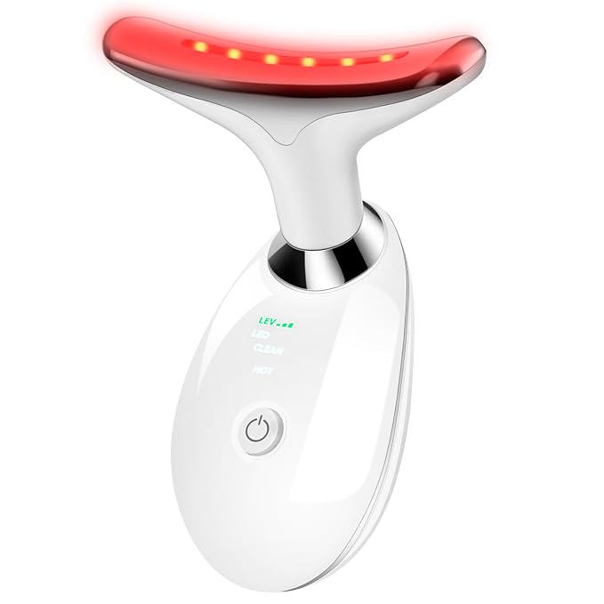 JURP Face and Neck Massager, 3 Color Led Face Neck Massager, Multifunctional Facial Skin Care Tool, Ideal for Home Skin Care
