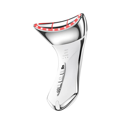 Neck and Face Sculptor with 7-in-1 Led for Skin Care,Water Resistant True Beauty Glow Facial Massager (White)
