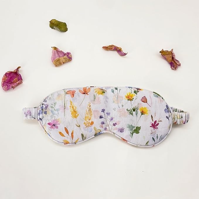 Pure Cotton Eye Mask 100% Organic Cotton Sleep Mask for Girls,Travel Breathable Sleep Mask,Adjustable Strap, Hypoallergenic, Cooling with Travel Bag Gift Package(Floral)