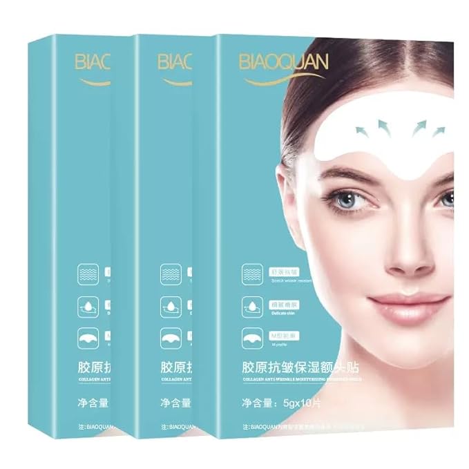 Forehead Wrinkle Patches Overnight 10 pcs with Collagen, Vitamin, Anti Wrinkle Patches, Forehead Wrinkles Beauty Treatment,Smile Line Patches