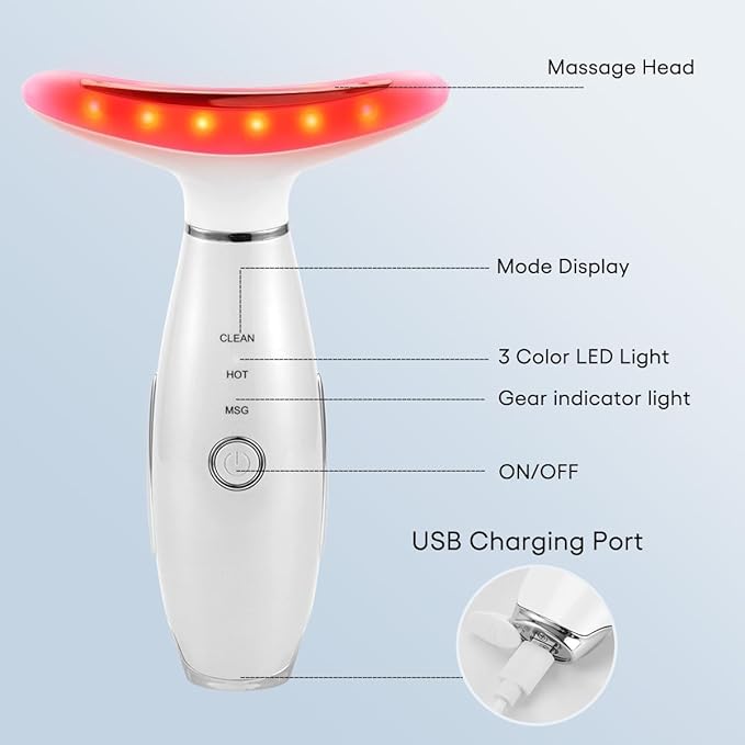 Facial Massager,Neck Face Massager Tool,3 Mode Massage with Heat,Portable Beauty Instrument for Skin Care Women Gift