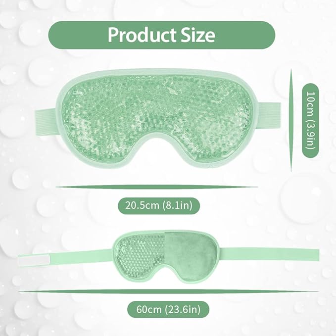 NEWGO Cooling Eye Mask for Puffy Eyes, Cold Eye Mask Eye Ice Pack for After Eyes Surgery, Tension Stress Relief, Itchy Eyes, Headaches, Dark Circles - Green 2 Pack