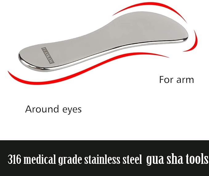 Gua Sha Facial Tools Stainless Steel Scraping Massage Tool for Face Stainless Steel Gua Sha Tool with Travel Pouch- by FUANKANG