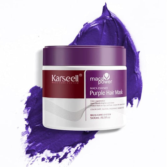 Karseell Purple Hair Mask Professional Neutralizes Brass & Yellow Tones For Blonde Silver Gray Highlighted Hair 16.90 oz 500ml