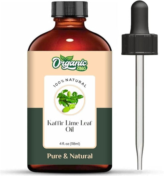 Kaffir Lime Leaf (Citrus Hystrix) Oil | Pure & Natural Essential Oil for Skincare, Hair Care, Aroma and Diffusers- 118ml/4 fl oz