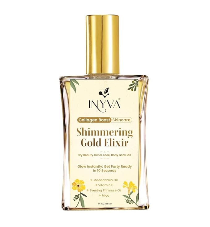 Dry Body Oil Collection | Nourishing & Lightweight Oils| Gold Shimmer & Elixir Radiance Variants | Non-Greasy, Quick-Absorbing Formula | Vegan & Cruelty-Free (Gold Shimmer, 3.38 Oz)