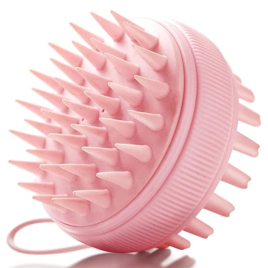 Fancii Hair Scalp Massager, Shampoo Brush for Wet & Dry Hair, Scalp Scrubber Exfoliator for Dandruff Removal & Hair Growth. Shower Head Brush for All Hair Types, Soft Silicone (Pink)