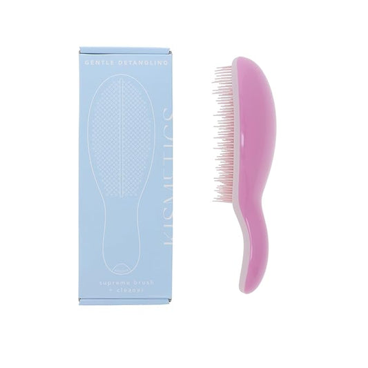 Supreme Brush + Cleaner, Gentle Detangling, Detangler Hair Brush for All Hair Types. For use on Wet or Dry Hair (Lavender Pink)